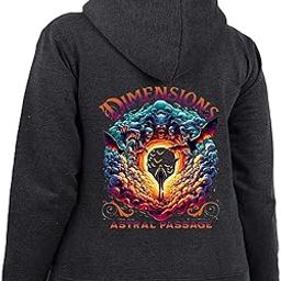 Womens Hooded Sweatshirt with Zip, Atractive Graphic Print on Back, Full Sleeve, Zipper Hoodie with Kangaroo Pocket-image-71