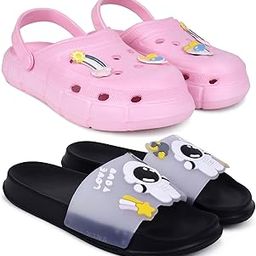 Combo Pack of 2 Slipper/Flip Flops/Slides/Clogs/Sandals with Adjustable Back Strap for Women (WCL-Ranbo,Tra-Space)-image-76