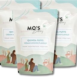 Mo's Cream & Onion Quinoa Puffs | Millet Base Snack | Rich in Fibre | Healthy Indian Snack | Vegan | Premium Snacks For Children & Elders (Pack of 3-90 x 3)-image-30