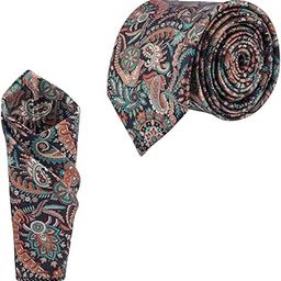 Satin Paisley Printed Neck Tie for Men with Matching Pocket Square – Elegant Formal Necktie Set for Weddings, Business, Office Meeting (Pack of 2)-image-36