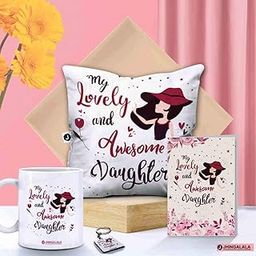 Jhingalala Gift for Daughter - Lovely and Awesome Printed Cushion with Filler, Coffee Mug, Key Chain, Greeting Card | Combo Gifts on Birthday, Daughters Day-image-84