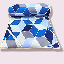 Deevine Craft One Inch Foam Mattresses for Room, Balcony, Playard, Picnic or Any Other Activity Slim Foldable PU Foam 1-inch Single Size Mattress Floor Mattress 72X36X1 Inches (Shades of Blue Diamond)-19