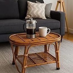 B PLUS A TRADERS Bamboo Cane Coffee Table, Center Table for Living Room(Glass not Included)-image-24