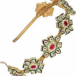 Kundan Minakari Gold Plated Hair Bands Fancy Party Wedding Hairband Headband for Women & Girls-picture-46