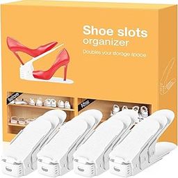UCRAVO 8Pcs Shoe Organiser, Shoe Stacker, Shoe Storage, Space-Saving Organizador De Zapatos for Double Layer Shoe Rack, Non-Slip Shoe Organiser Made of PP Material, Space-Saving, Adjustable-18