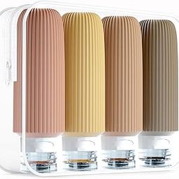 WEZOSHINET Travel Bottles Kit for Toiletries Organizer BPA Free 90ml Silicone Size Containers Portable Split Bottle Accessories for Conditioner Shampoo Lotion - 4 Pack-4