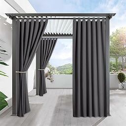 RYB HOME Outdoor Curtains 108 inches Long - Waterproof Privacy Protect Exterior Blackout Curtain Panel Outdoor Shower Curtains for Pool Hut, Single Piece, Width 52 by Length 108 Inch, Grey-image-72