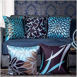 Amazon Brand - Umi Satin 250TC Cushion Pillow Covers, Multicolor, Set of 5 (16X16 Inches, Petals)-image-78