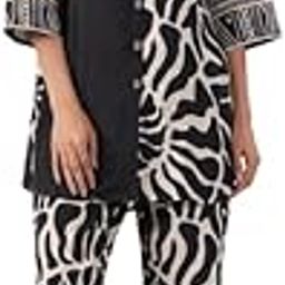 Women's Black Printed Russian Silk Co-ord Set-image-27