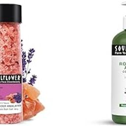 Soulflower Lavender Bath Salt Enriched with Himalayan Pink Rock Bath Salt for Relaxing Muscle Rosemary Argan Hair Conditioner-12
