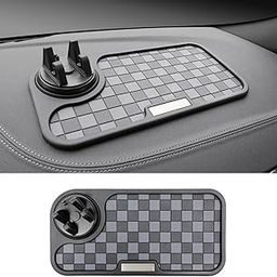 SARTE Car Dashboard Mat Anti-Slip Rubber Pad with Phone Holder Universal Non Slip Car Dashboard Sticky Adhesive Mat for Phones Sunglasses Keys(Black/Grey) Chess Design (Black/Grey)-20