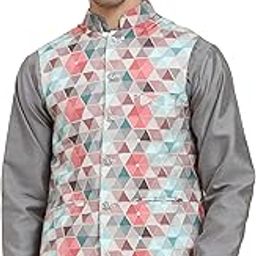 Mens Stylish Polyster Digital Printed Nehru Jacket | Two Pockets | Mandarin Collar | Lightweight | Comfortable Mens Nehru Jacket-picture-18