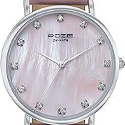 Sonata Poze Quartz Pink MOP Dial Pink Leather Strap for Women-SP80084SL01W-image-56
