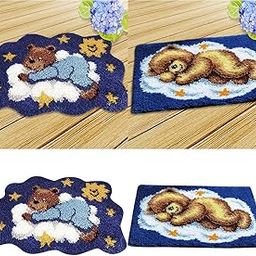 FABLOFT® 2 Set DIY Bear Latch Hook Kit with Basic Tool and Instruction for Rug Making-picture-28