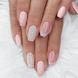 24 Reusable Artificial Fake Nail Set| Pink Color And Silver Glitter Square Nails| Lightweight & Long Lasting| Easy To Use| Quick Fix For Festivals & Special Occasions-image-20