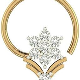18K Gold Plated 92.5-925 Sterling Silver Flower Round Shape Cubic Zirconia Prong Setting Nose Pin Stud for Women Girls-picture-6