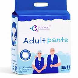 CareSouth Adult Diaper Pants Large (10 Count) | Organic & Ultra Absorbent | 10-Hour Leak Proof Protection | Skin-Friendly & Rash-Free | Soft Comfort Fit | Waist 90-120cm (35-47") | Unisex-image-90