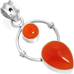 925 Sterling Silver Handmade Pendant for Women 2 Gemstone Boho Silver Jewelry for Gift (99506_P)-image-92