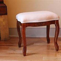 International Caravan Hand Carved Wood Upholstered Vanity Stool, 0-image-50