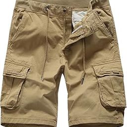 Imported Men's Cotton Cargo Shorts - Casual Outdoor Wear with Elastic Drawstring Waist and Multi Pockets-image-48