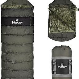 Hacer Kedarkantha Camping Sleeping Bag -5°C to +5°C Half Mummy & Half Rectangle Shape Soft Faux Fur Lining Comfortable Hiking Trekking Bags for Baby Men Women Height Upto 7.2ft (Black & Mehendi, 2 kg)-image-34