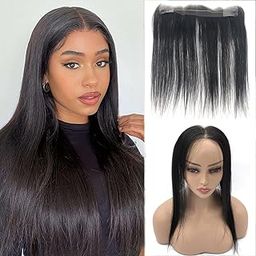 Front Hairline Topper with Seamless Transparent HD Lace Frontal – 13x2 Forehead Frontal for Women – 20 Inch Straight Human Hair Topper with Invisible Wire – Natural Black, Comfortable Fit-image-3
