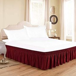 Burgundy Bed Skirt Wrap Around 600Microfiber with Easy Fit with 21'' Inch Tailored Drop - Shrinkage and Fade Resistant with Microfiber 21'' Bed Skirt-image-41