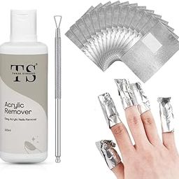 THR3E STROKES Acrylic Remover Kit, Gel Nail Polish Remover with Nail scrapper, 100pcs Foil nail Wrap, Quick & Easy Polish Remover In few Minutes Don't Hurt Your Nails 100ml-8