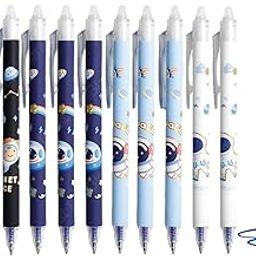 FunBlast Erasable Gel Pens – Pack of 12 Pcs Space Theme Gel Pen with 0.5mm Tip, Smooth Writing Erasable Pens with Magic Eraser for School, Office & Home Use-image-10