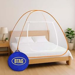 Btag Mosquito Net for Single Bed, 6 Feet x 4 Feet Premium Single Bed Machardani, Strong and Durable, Tent Type, Foldable, Corrosion Resistant (6x4_Orange)-image-24