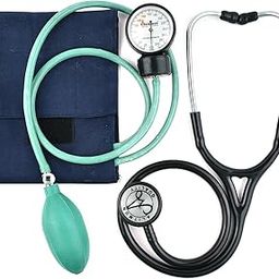 Dishan Advance Green Manual Blood pressure Monitor With Ultima Classic III Stethoscope Sphygmomanometer Apparatus Bp Monitor (Green)-21