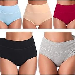 Womens Underwear,Cotton High Waist Underwear for Women Full Coverage Soft Comfortable Briefs Panty Multipack-image-92