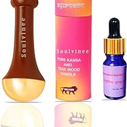 Soulvinee Kansa Wand for Body, Face & Foot Manual Massager with Wooden Handle for Detoxification and Deep Relaxation Set of 1 Pcs (Brown) With Kumkumadi Oil-image-90