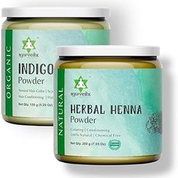 Ayurvedix Natural Black Hair Dye Combo | 100% Pure Henna & Indigo Leaf Powder | Chemical-Free Hair Color & Conditioner | For Men & Women | Indigo 150g & Henna 200g | 350g-image-98