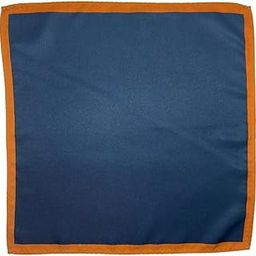 Blue Microfiber Pocket Square for Men with Orange Border-image-38
