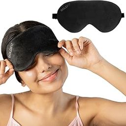 Boldfit Eye Mask for Sleeping with Adjustable Strap Super Soft Sleeping Mask Blind Fold for Comfortable Sleep Travelling Sleep Mask Pad for Girls - Black, Silk-75
