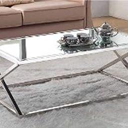 TURESCAL Center Coffee Table for Living Room – 10mm Glass Top with Stainless Steel Frame – Modern Rectangular Sofa Table for Home, Office, Lounge (Design 3, 4 x 2 feet)-image-38