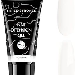 THR3E STROKES 30 Ml Poly Gel Tubes Polygel For Shiny Finish Nails Extensions Finger Nail Art Manicure Acrylic Gel Varnish Hybrid Uv Poly Gel Professional Salon Shiny Nail Diy Gift For Women (White)-18