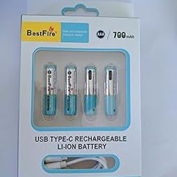 Microusb Compatible with BestFire AAA-1100mWh-1.5V USB Type-C 700mAh Rechargeable Li-ion Battery (Pack of 4)-15