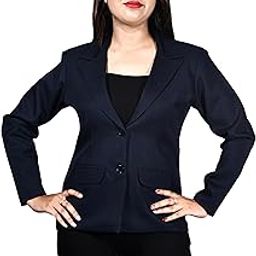 Women's Comfort and Style Regular Slim Fit Cotton Blend Solid Office Super Comfortable Black Blazer with Pocket for Business Lady-image-37