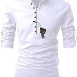 Men's Cotton Blend Zip Button Short Kurta, Mandarin Collar, Full Sleeves-image-33