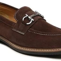 teakwood leathers Men's Suede Leather Loafer with Antique Silver Buckle, Slip-on Round Toed, Patterened TPR Sole-picture-30