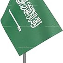 The Flag Company Saudi Arabia Table Flag with Stainless Steel Pole and Transparent Acrylic Base | 4x6 Inch Desk Flag for Office & Events-image-2