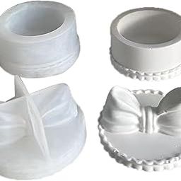 Storage Box Resin Mold I Round Silicone Epoxy Casting Mould with Small Bow Lid I for DIY Handmade Art Crafts Ornament Boxes Jewelry Cosmetic Organizer Ring Trinket Container Home Décor-32
