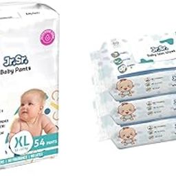 Jr. Sr. Baby Diaper| Extra Large | 12-17 Kg | 54 Counts and Wipes (Pack of 3)-image-18