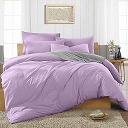 Razai Cover 3-Piece 100% Pure Cotton 1000 TC, Ultra Soft and Easy Care, Hotel Style Luxurious Bedding Set King Size Lavender Solid-image-28