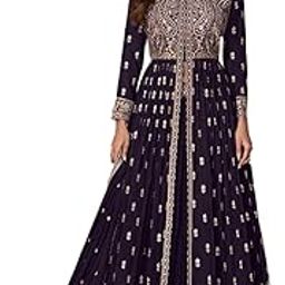 Women's Faux Georgette Stitched Top With Bottom and Dupatta - Full Sleeve Embroidered Anarkali-image-35