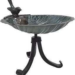 Achla Designs BBM-01-TR Scallop Shell Tripod Stand Birdbath, Antique Brass Plated, Black-image-35