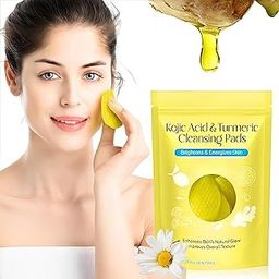 Turmeric & Kojic Acid Face Cleansing Pads Foaming Face Glow Wipes with Vitamin C & B5 Makeup Remover Dark Spot Remover Skin Brightening Exfoliator for Acne & Glowing Skin 30 Pad-image-98