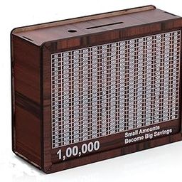 Wooden Piggy Bank for Kids & Adults, Coin Box with Carved Design, Savings Box, Mini Bank, Donation Box, Smart Money Box, Wooden Coin Box, Money Saver, Piggy Bank with Numbers(Regular)-image-97